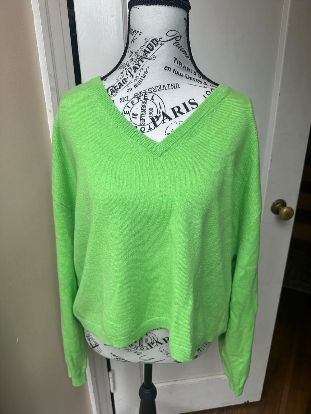 J. Crew Neon Lime V-Neck Women's Sweater XL